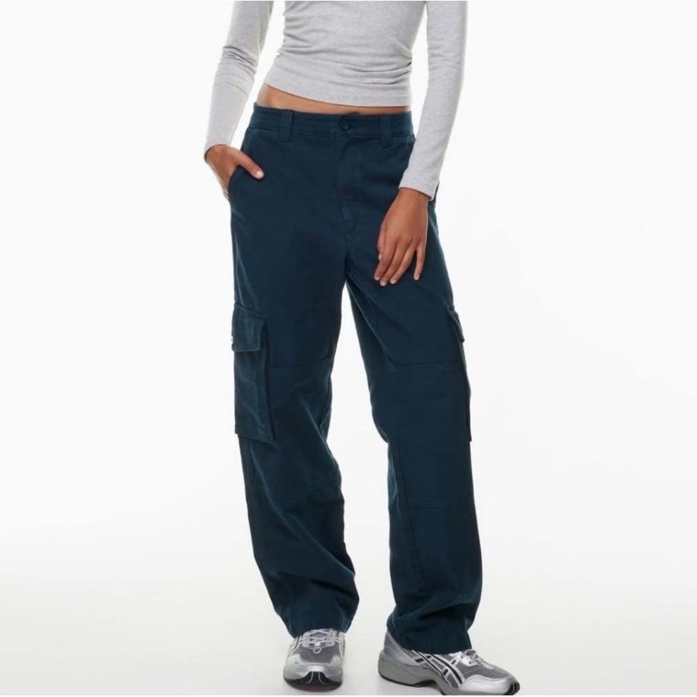 Aritzia TNA Supply Trooper Cargo Pant Sz 4 Women Relaxed Mid‎ Rise Cotton Blue